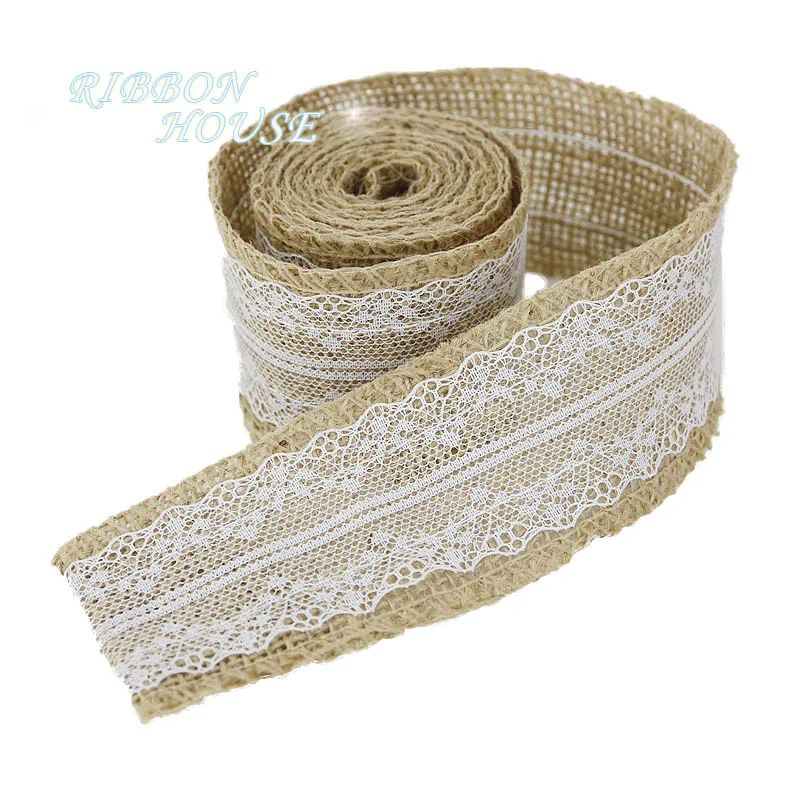 (2 mètres/rouleau) 5 cm de dentelle en jute naturelle rétro pour décoration de mariage, rouleau de jute en toile de jute DIY