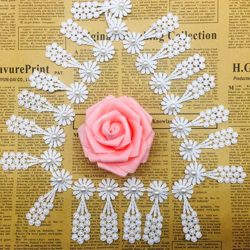 20Pcs Daisy Flower White Embroidered Lace Fabric Trim Ribbon Applique Tassel Grape Handmade Sewing Craft For Costume Decoration view 4
