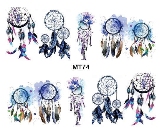 Nail Beauty MT74 Full Cover Indian Blue Dream Catcher Nail Art Water Sticker Decal For Nail Art Tattoo Tips DIY Nail