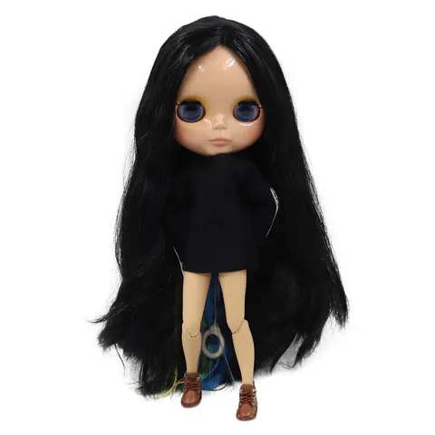 ICY DBS Blyth doll 1/6 30cm bjd tan skin joint body black mixed colorful hair. NO.BL117/3208/6208