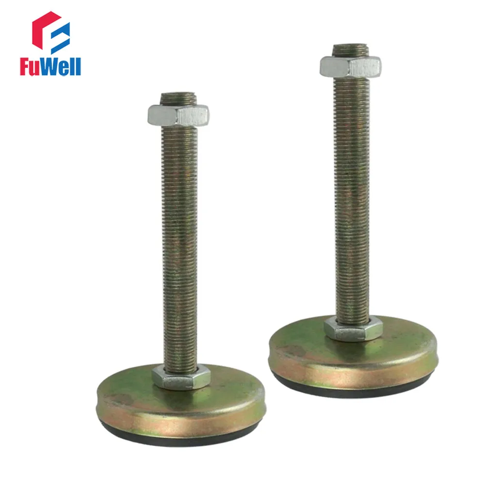 2pcs M16 Thread 100/120/150mm Length Adjustable Foot Cup 75mm Base Leveling Foot for Furniture/Pipe Rack