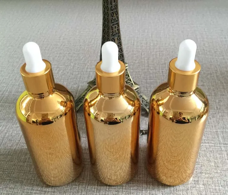 

50pieces/lot 100ml High temperature gold plated dropper bottle,dropper container,essentical oil bottle wholesale