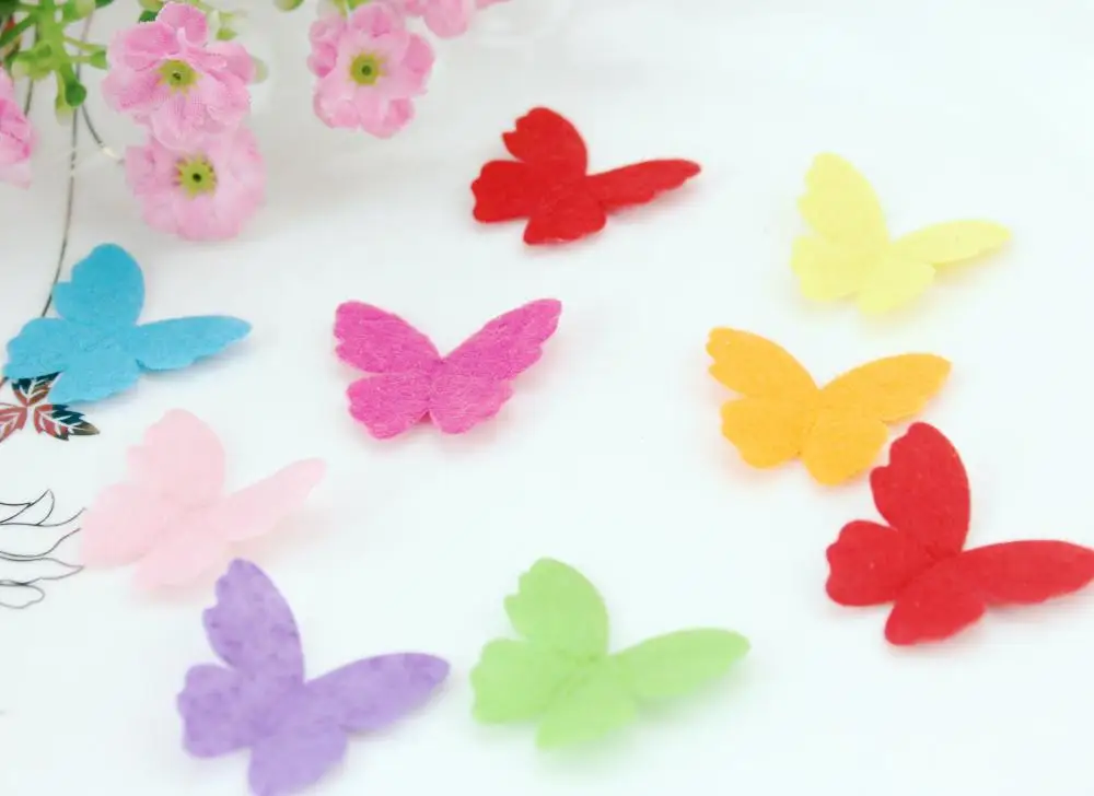 1500pcs rainbow felt pack butterfly shape nonwoven applique multiple color wholesale free shipping 29x26mm by0127