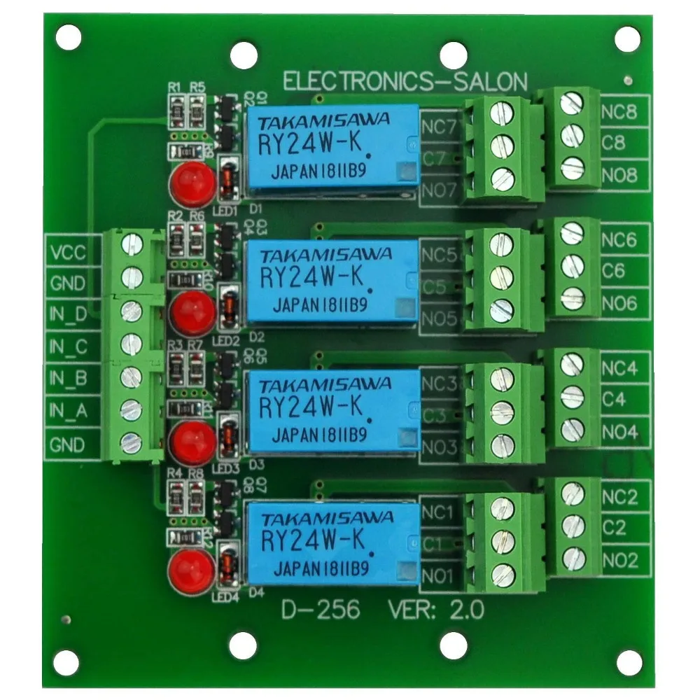 Electronics-Salon 4 DPDT Signal Relay Module Board, DC 24V Version, for Arduino Raspberry-Pi 8051 PIC.