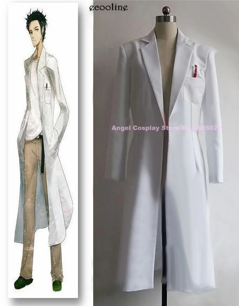 

Bargins!! New Anime Steins Gate Okabe Rintarou Figure Uniform Suit Cosplay Costume Coat Mad Scientist White Jacket