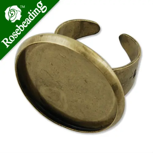 

25mm Round Adjustable Shallow bottom Antique Bronze plated Ring Base Setting With 25 MM round Pad,Sold 20PCS Per PKG