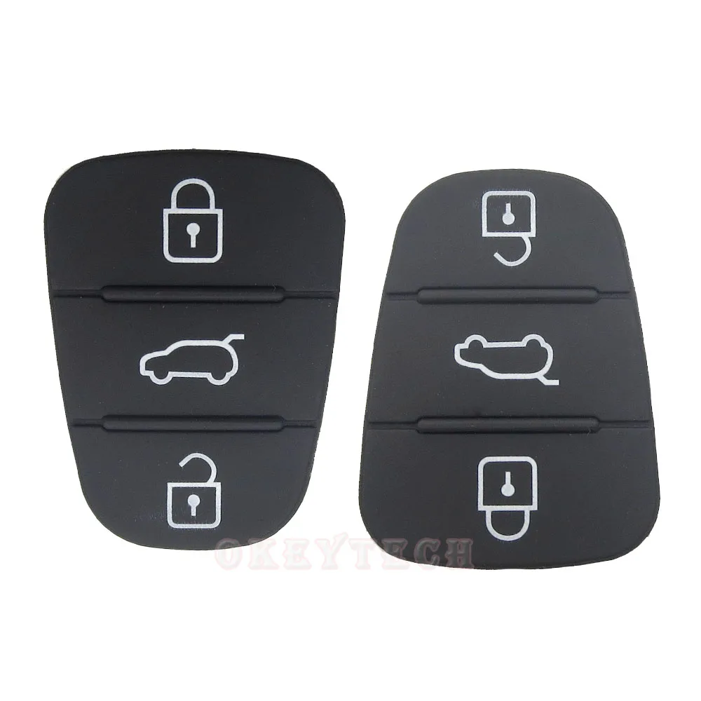 OkeyTech 50pcs/lot 3 Button Remote Key Rubber Case Button Pad For Hyundai I30 IX35 I20 For kia key pad silicone Free Shipping