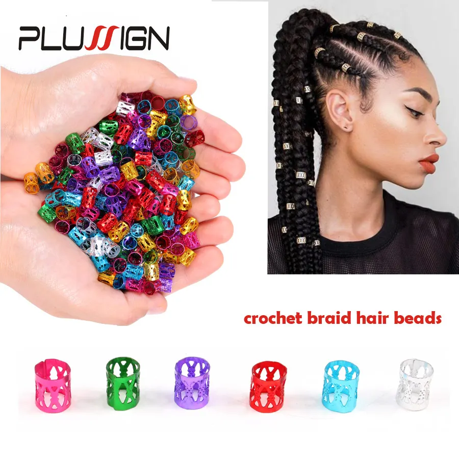 Hair Beads For Kids Box Braids Hair Accessories Dreadlock Cuffs Silver Golden Hair Clips Adjustable Hair Extension Beads 50Pcs