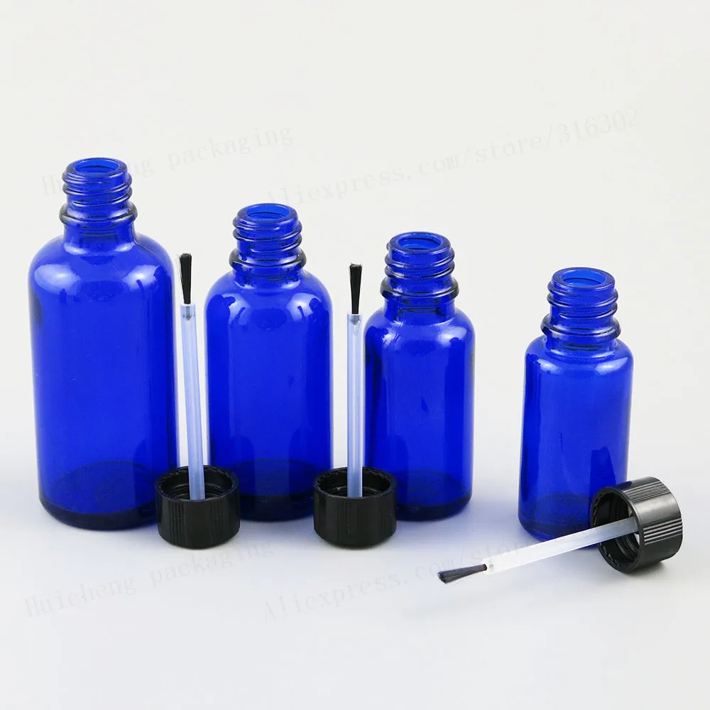 Cobalt Blue Small Glass Essential Oil Bottle With Brush Cap 1oz 1/2oz 5/3OZ  10ml 30ml 50ml 100ml Nail Polish Bottle