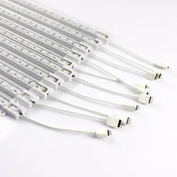 10pcs SMD 5050 0.5m RGB Led bar Light No waterproof U aluminium profile DC 12V 36 LEDs tube Hard luces strip Free Shipping