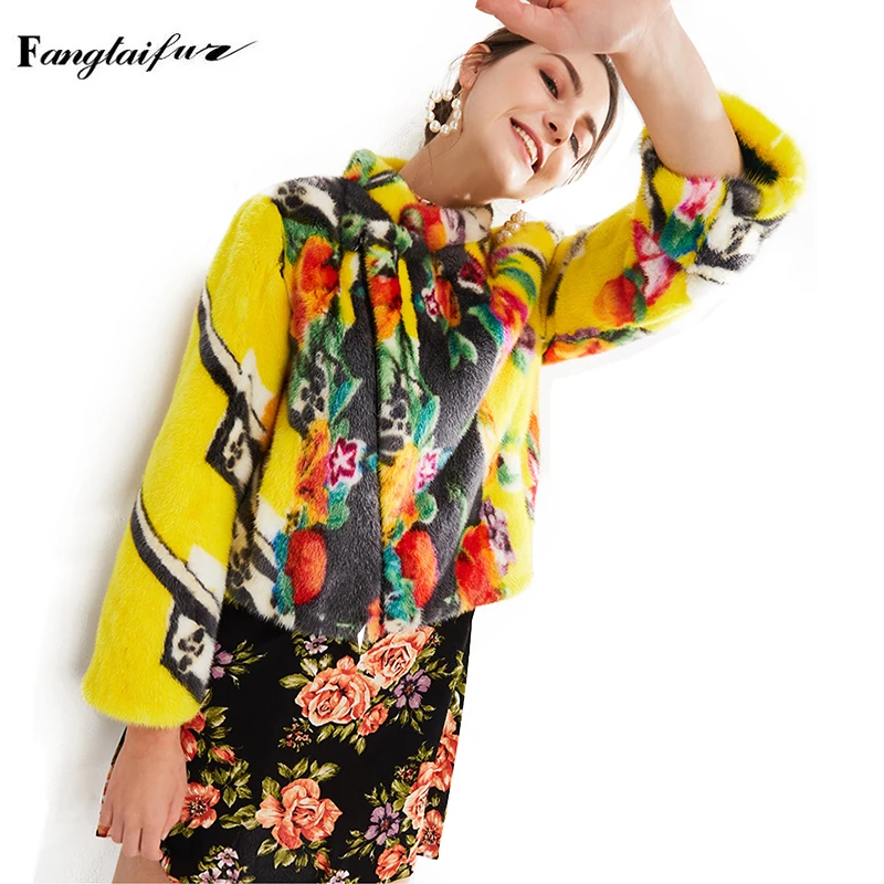 Futro z norek Ftangaiur, nowy import na zimę, aksamitne futro z norek, damski płaszcz z kołnierzem mandaryńskim, wzór, dopasowany płaszcz z norek, krótkie płaszcze damskie z prawdziwego futra norek