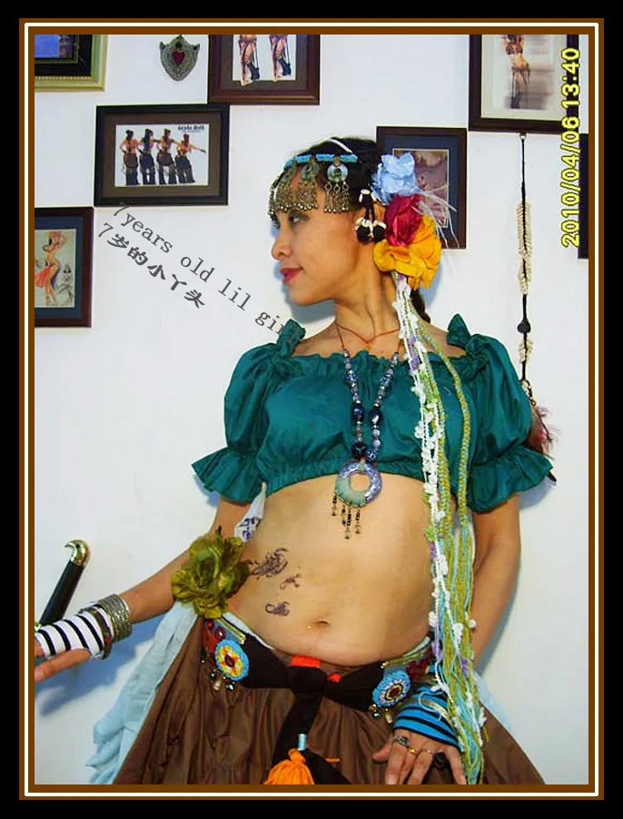 ATS BELLY DANCE Renaissance Crop Top Pirate Wench Gypsy Fairy Costume Peasant  Tribal Choli  T26-T31