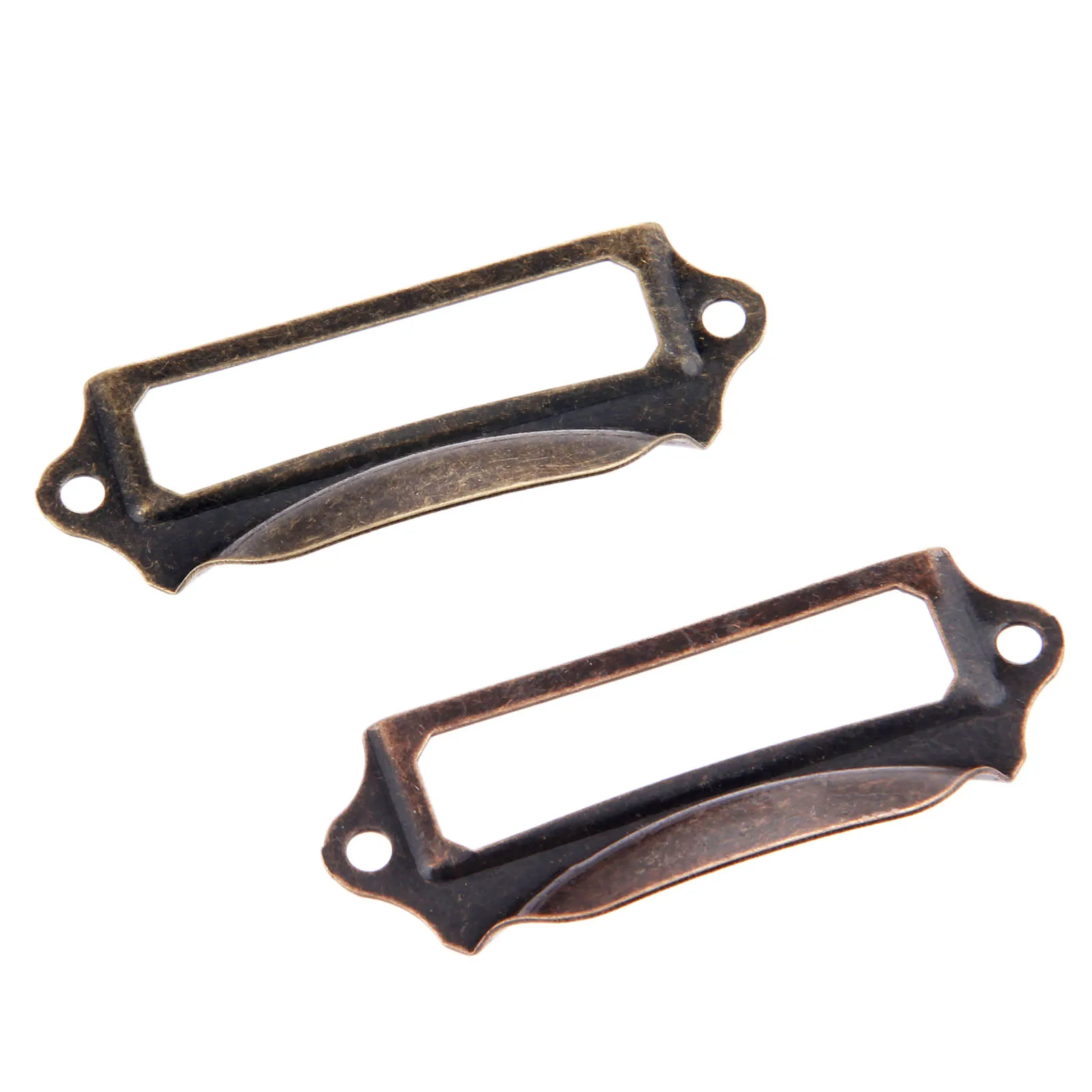 DRELD 5 Stück Antik-Messing/Rot-Kupfer-Etiketten-Zugrahmen-Griff, Datei-Namenskartenhalter für Möbel, Schrank, Schublade, Box, 69 x 30 mm