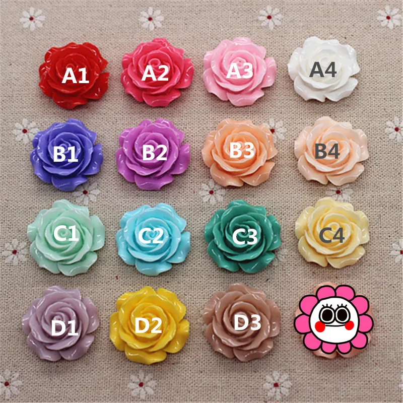 10pcs 28mm Resin Camellia Flower Flatback Cabochon DIY Scrapbooking Decorative Craft Making,15 Colors to Choose