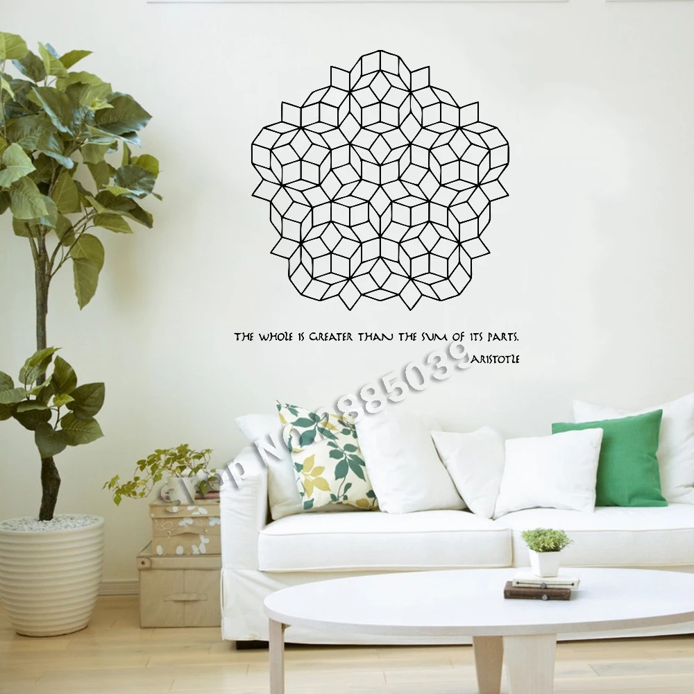 Science Art Aristotle Quote Penrose Tilling Large Wall Decal University Classroom Removable Wall Sticker Living Room Decor LC694