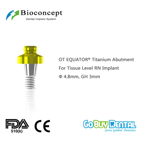 OT EQUATOR Titanium Abutment, D4.8mm, GH 3mm, for Straumann Tissue Level RN Implant  034030-1