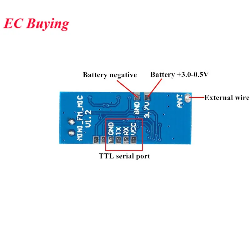 5Pcs/1pc Mini Mono Single Channel Transmitter FM Wireless Transmitting Microphone Module Serial Port Control USB TTL 76M-108MHz