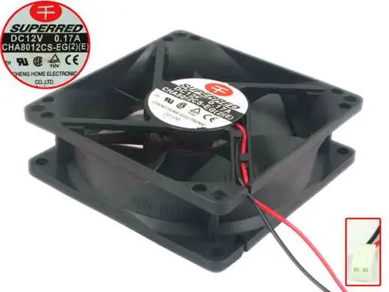 

SUPEREED CHA8012CS-EG DC 12V 0.17A 2-Wire 80x80x25mm Server Cooling Fan