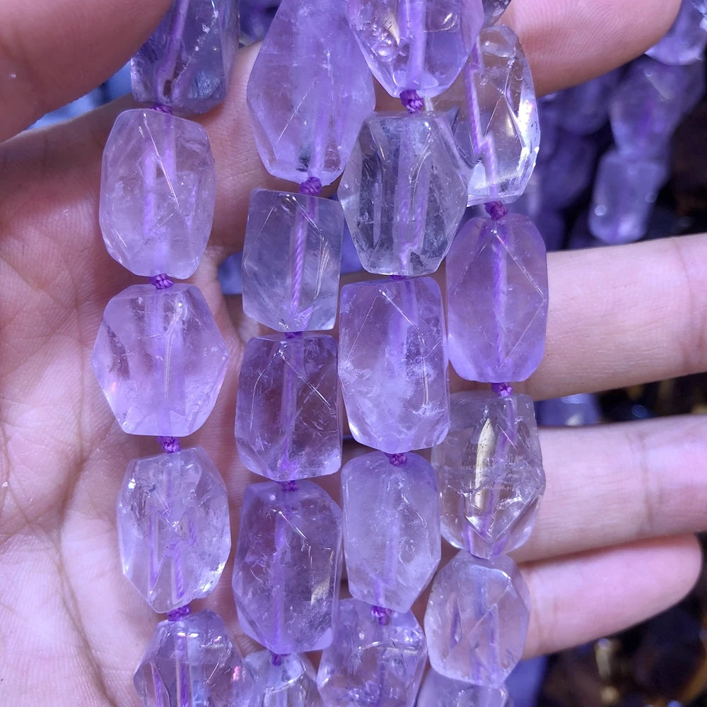 Wholesale 2strings Natural Lavender Amethyst Gem Stone Faceted Nugget Beads,Genuine Gem Jewelry Making Beads,15.5