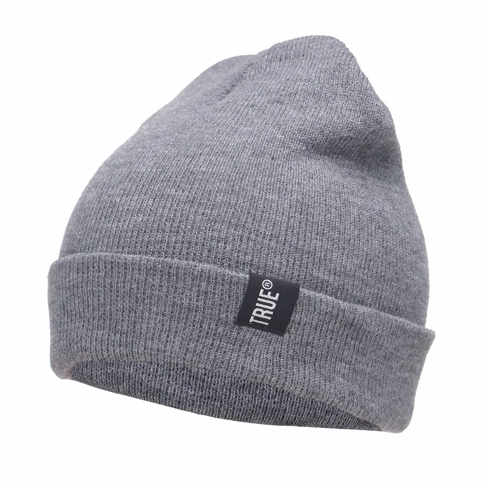 Letter True 10 Colors Casual Beanies for Men Women Fashion Knitted Winter Hat Solid Hip-hop Skullies Hat Bonnet Unisex Cap