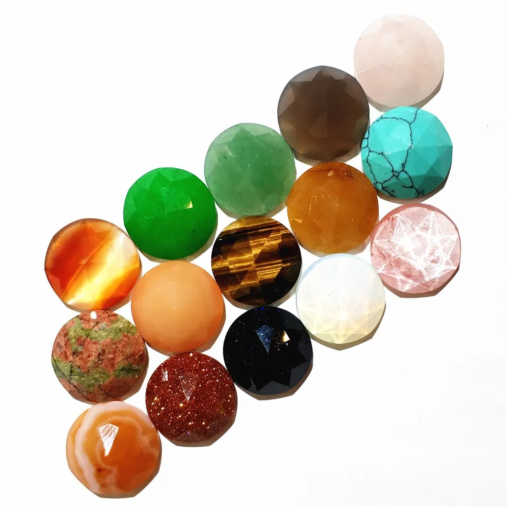 

Natural Stone Cabochons Round Bead 16mm Tiger Eye Malachite Agates Opal Jewelry Accessories Wholesale 30pcs