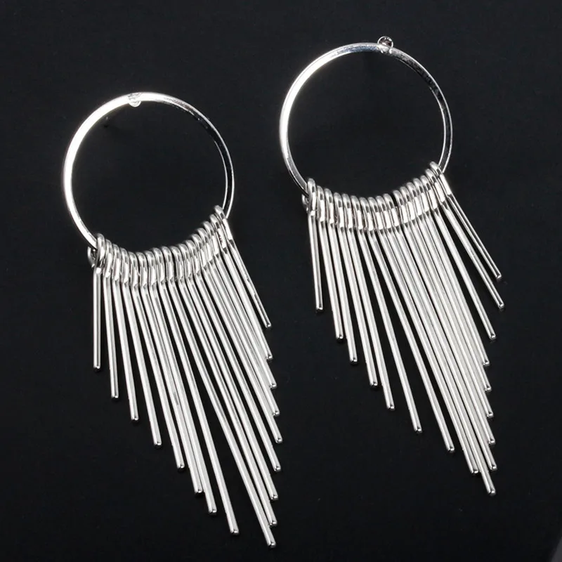 Long Tassel Dangle Earrings For Women Drop Brincos Bijoux boucle d\'oreille Fashion Jewelry Geometric Circle Earring