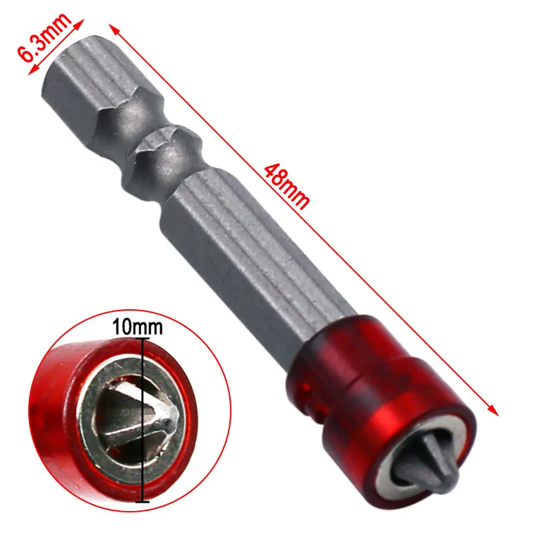 Embouts de tournevis à tête rouge, tournevis magnétique, tige hexagonale avec magnétiseur, embout magnétique croisé, main, accessoires pour outils