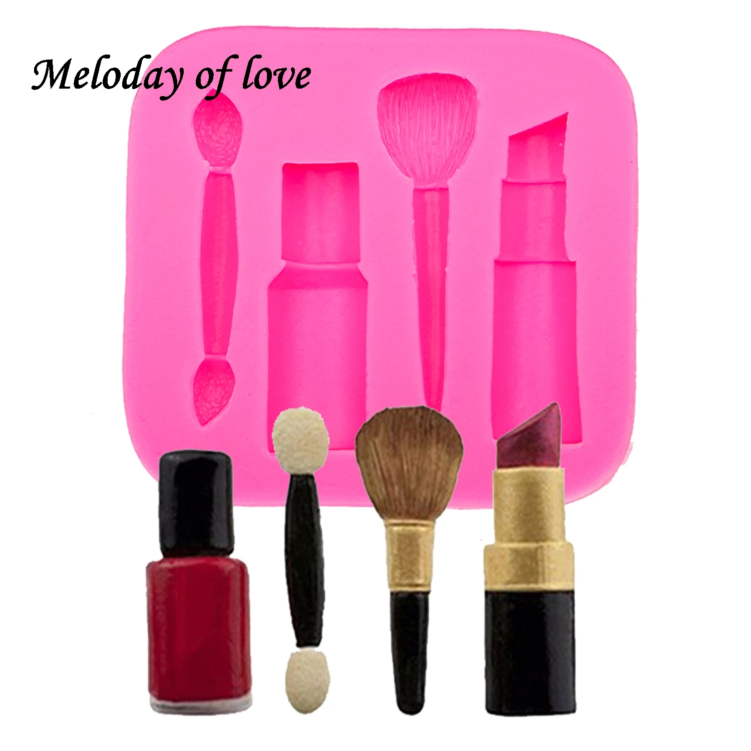 Makeup tools lipstick nail polish chocolate Party DIY fondant cake decorating tools silicone mold dessert moulds T0075