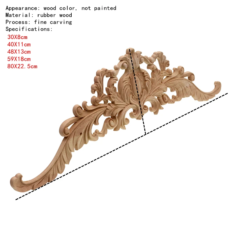 RUNBAZEF Woodcarving Furniture Vintage Home Decor Decoration Accessories Solid Wood Applique Carved Long Flower Piece Miniature