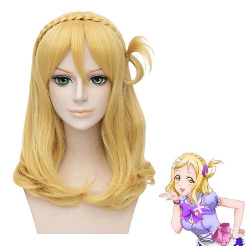 Perruque Cosplay avec bonnet de perruque, Anime LoveLive Sunshine Mari Ohara, cheveux synthétiques pour femmes, Costume de fête d'halloween