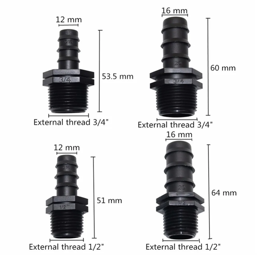 DN16, DN20 Hose Straight Connector with 1/2