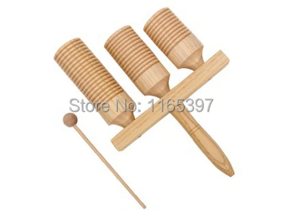 Freeship Fine 1pc children kids Wooden three tone H M L AGOGO beater guiro scraper percussion musical educational instrument toy