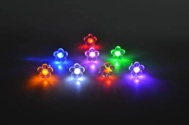 

200pcs/lot Fast shipping Unisex Bling LED Ear Studs Flower Earrings For Dance Christmas Halloween Party