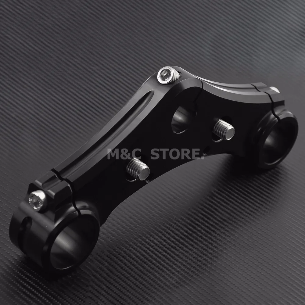 Motorcycle Gloss Black Top Triple Clamps Billet Aluminum For Harley Sportster 48 w/ Riser Holes 2010 2011 2012 2013 2014 2015