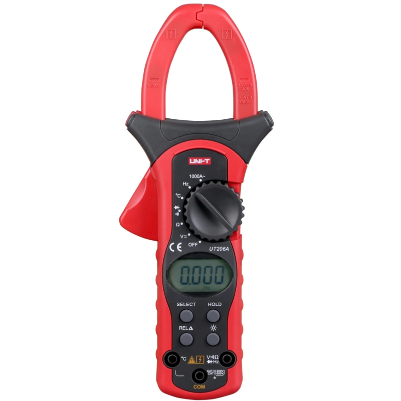 UNI-T UT205A/UT206A 1000A Digital Clamp Meter; Single AC 1000A ammeter / LCD backlight / automatic shutdown