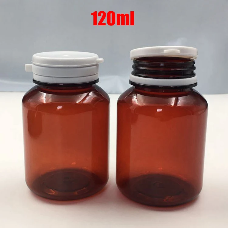 

20pcs 120ml Amber Color PET Medicine Bottles, Capsule Bottles, Empty Packing Bottles, Pills Containers With White Tearing Caps