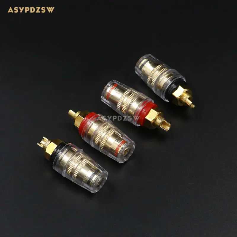 4 Buah Tiang Amplifier Audio Terminal Speaker Berlapis Tembaga Stud Transparan Kristal 8Mm Jack Pisang