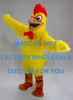 

Happy Yellow Chicken Mascot Costume Fried Chicken Cook Advertising Mascota Outfit Suit Fancy Dress Costumes for Stage SW625