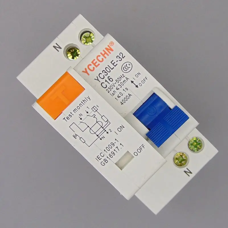 YC30LE-32 16a 230V ~ 1P + N Resterende Stroomonderbreker Met Overstroom En Lekbeveiliging Rcbo