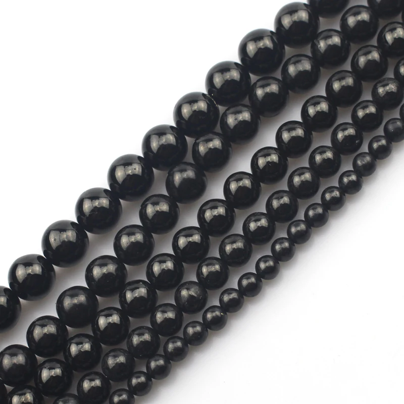 round natural jet beads natural stone beads DIY loose beads for jewelry making strand 15