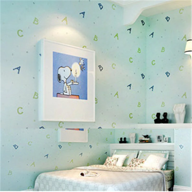 beibehang Lovely ABC Print Kid Bedding Room Wallpapers Ecofriendly Fantasy Non-woven Wall Paper Children Mural Wallpaper roll