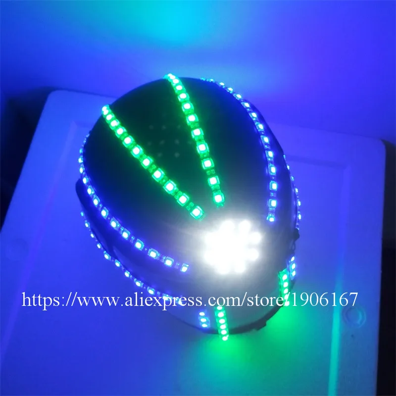 New Design LED Luminous Growing Light Up Halloween Helmet Led Party Christmas Robot Helmet Headwear