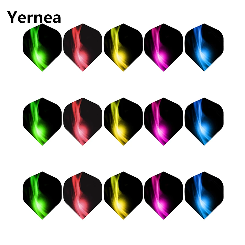 Yernea New Darts Flight 15Pcs/5set Professional 2D Dart Flight Color Aurora Tail Dart Accessories Wholesale