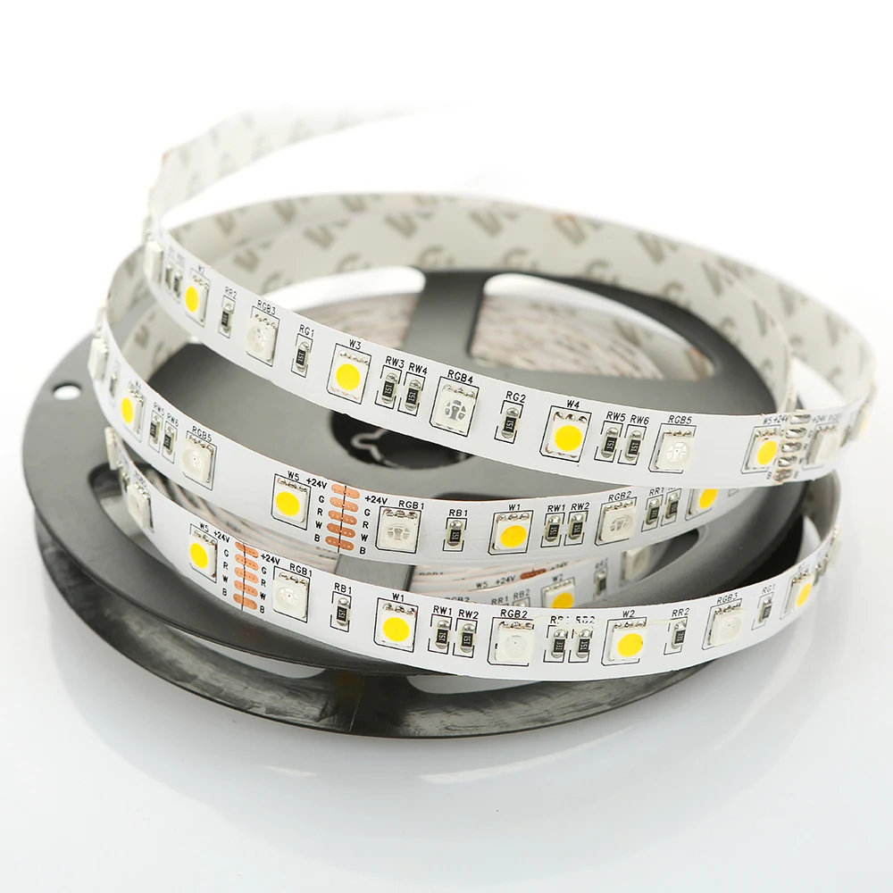 RGBW RGB Warm Led Strip Light 5050 SMD 12mm PCB 5M 60leds/m DC24V Led Flexible Tape Rope Stripe Light RGBWW RGB Warm White