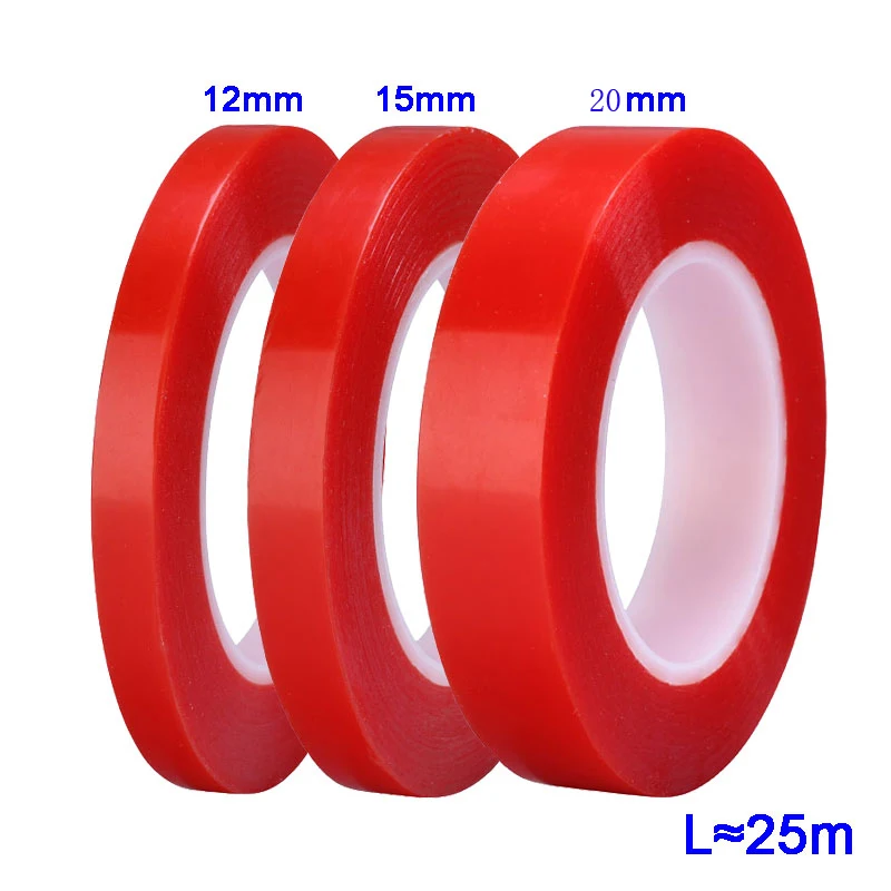 25m Heat Resistant Double-sided Transparent Clear Adhesive Tape Sticker Cell Phone Repair Tape 12mm 15mm 20mm