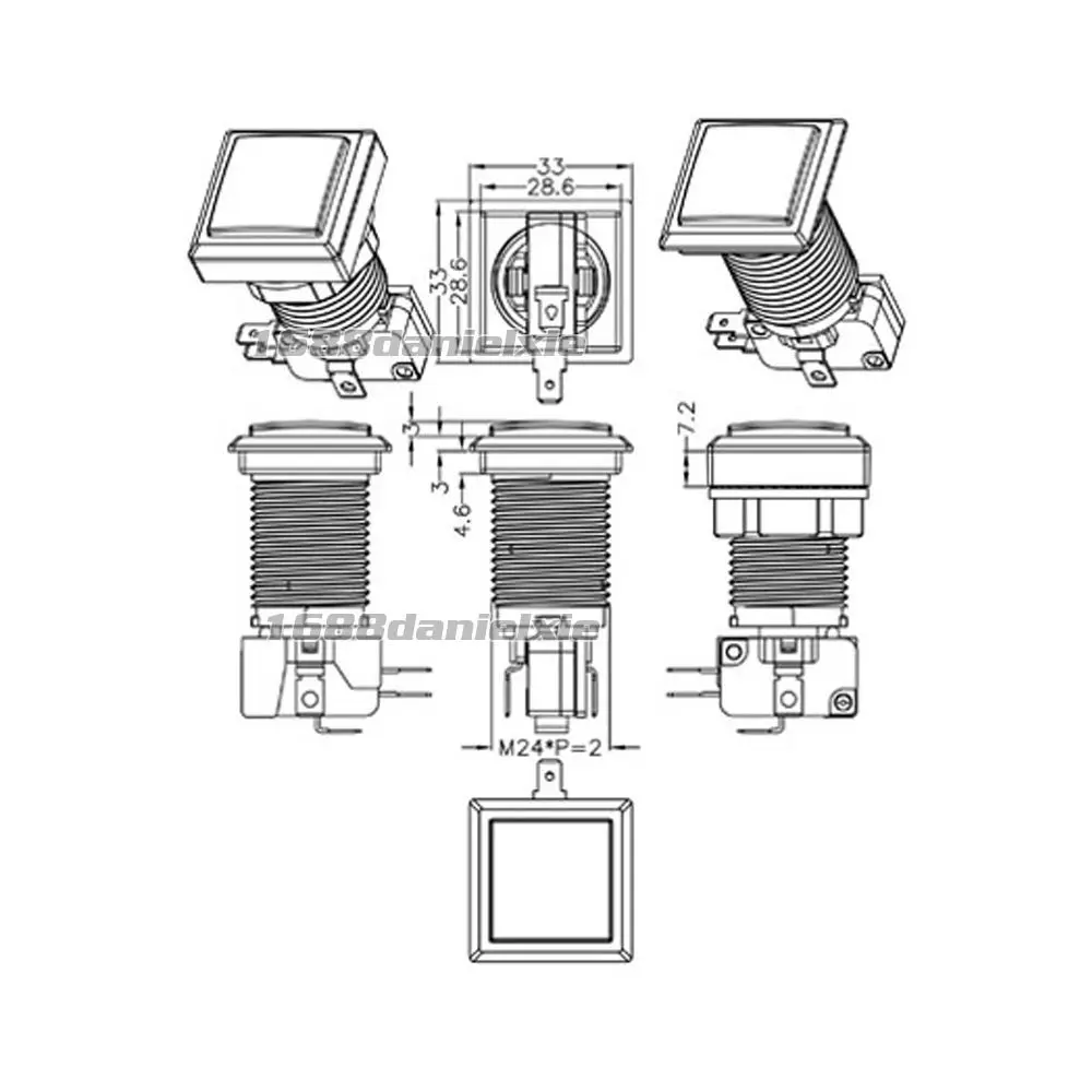 9x New Arcade Beatmania IIDX 2x Square + 7x Rectangular  LED Illuminated Push Buttons For DJ Video Machine Games DIY Parts Jamma