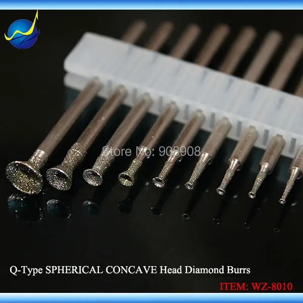 

2 Sets Diamond Mounted Point Grinding Drills Burrs 0.8mm to 6.0mm Semi Spherical Concave Head Bit Gems Tools Shank 3/32''