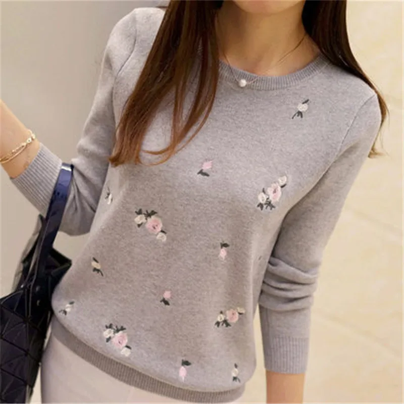 2023 Korean New Autumn Sweater Women Embroidery Knitted Winter Women Sweater And Pullover Female Tricot Jersey Jumper Pull Femme