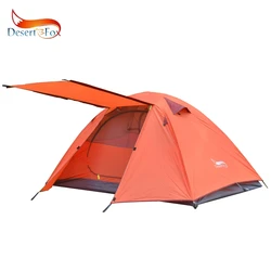 Desert&Fox 2-3 People Camping Tent, Aluminum Poles Outdoor Travel Double Layer Waterproof Windproof Lightweight Backpacking Tent