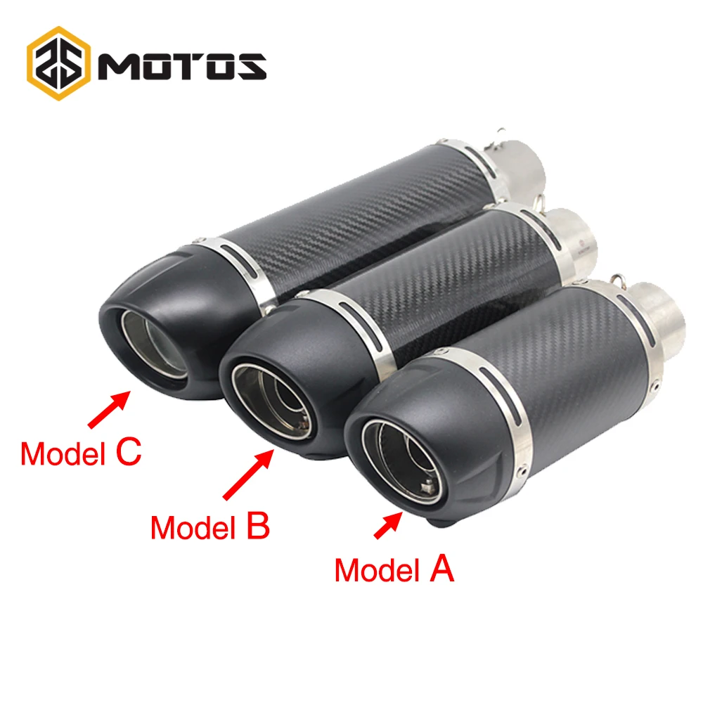 

ZS MOTOS 51mm Universal Motorcycle Carbon Fiber Exhaust Muffler Modified Exhaust Stainless Steel Fit Most Motorbike